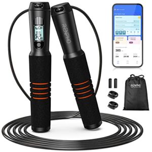 RENPHO Smart Jump Rope, Fitness Skipping Rope with APP Data Analysis, Workout Jump Ropes for Home Gym, Crossfit, Jumping Rope Counter for Exercise for Men, Women