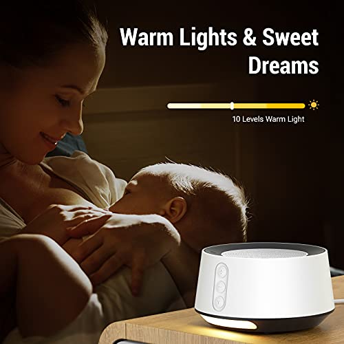 Fitniv White Noise Machine with Adjustable Baby Night Light for Sleeping, 14 High Fidelity Sleep Machine Soundtracks, Timer and Memory Feature, Plug in, Sound Machine for Baby, Adults | The Storepaperoomates Retail Market - Fast Affordable Shopping