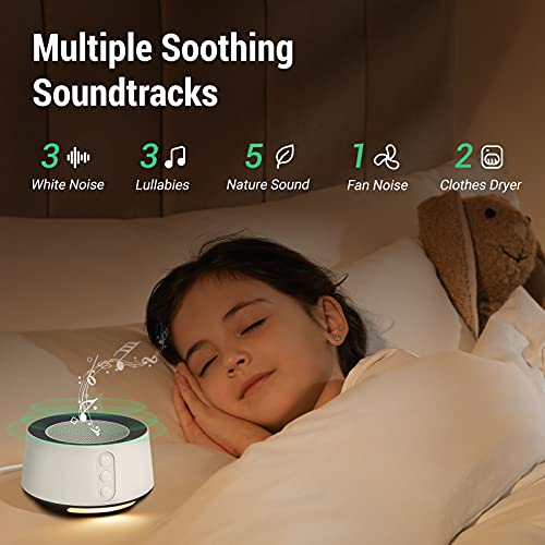 Fitniv White Noise Machine with Adjustable Baby Night Light for Sleeping, 14 High Fidelity Sleep Machine Soundtracks, Timer and Memory Feature, Plug in, Sound Machine for Baby, Adults | The Storepaperoomates Retail Market - Fast Affordable Shopping