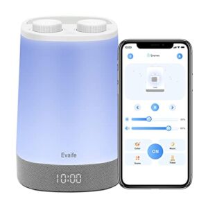 Evaife Sound Machine Baby, White Noise Machine with Night Light, Toddler Sleep Trainer with 17 Soothing Sounds, Timer, Kids Alarm Clock, App Control, Personal Sleep Routine, Nightlight for Baby Kids