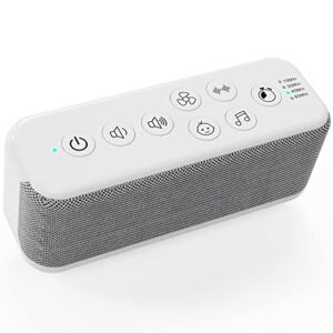 Rechargeable White Noise Machine, Travel Sound Machine for Sleeping Adult, Portable Rain Sounds Machine with 42 High-Fidelity Soothing Sounds, Auto-Off Timer, Volume Control for Home,Office,Baby,Kids