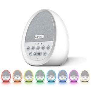 LEAWOD White Noise Machine with 29 Soothing Sounds, USB Rechargeable, Baby Sound Machine for Sleeping with 8 Colors Night Light, Auto-Off Timer, Sleep Sound Machine for Adults, Kids & Baby (White)