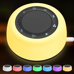 White Noise Machine Sound Machine with Night Light Bluetooth Speaker, Soothing Sound Sleep White Noise Machine Color Adjustable Memory Function for Baby Kids Adults