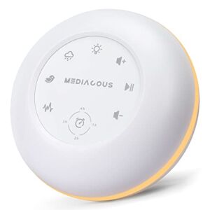 MediAcous White Noise Machine for Adults, Kids, Sleeping Baby, Portable Sound Machine with 18 High-Fidelity Soothing Sounds and 4 Timers, USB Baby Sound Machine with Night Light and Memory Function