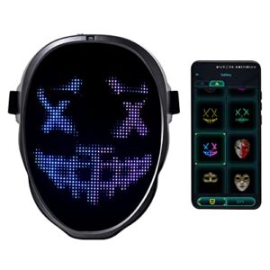 alavisxf xx LED Mask, LED Bluetooth Programmable Light Up Face Mask Adjustable Customized Cosplay Costume LED Smart Mask for Party Halloween Christmas Festival