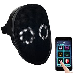 Led Mask with Rechargeable Bluetooth-compatible App Controlled, Customizable Shining Mask, LED Lighted Face Transforming Mask