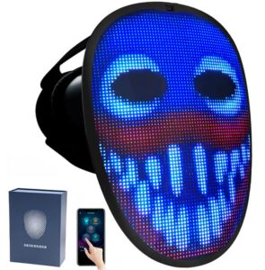 cosday LED Mask Light Up Face Mask with Programmable for Kids Adults for Cosplay Party Halloween Costume