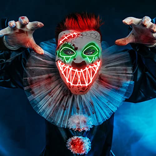 Halloween LED Clown Mask for Aldult & Kids，EL Wire Scary Purge Mask for Cosplay Costume,Light up for Halloween Festival Party | The Storepaperoomates Retail Market - Fast Affordable Shopping