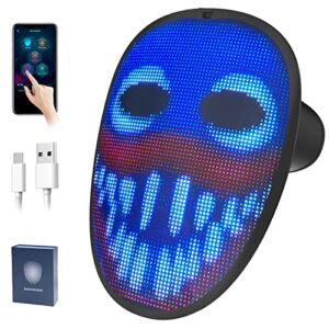 Funle LED Mask, Light Up Mask with Wifi Programmable Face, Animation, Picture, and Video, Halloween Mask for Costume & Cosplay Party
