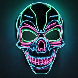 Halloween LED Purge Scary Mask Light Up LED Mask Cool Costume Accessories (Skull)