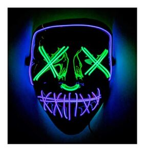 Double Color Led – Halloween Led Mask – Led Face Mask – Led Purge Mask – 10 Option (Purple -Green)