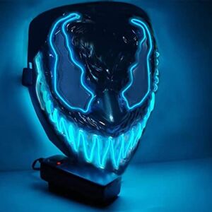 Halloween Mask LED Purge Light Up With Lighting Halloween Masks For Costumes Scary Cosplay Party Glowing Mask For Adults Kid (BLUE)