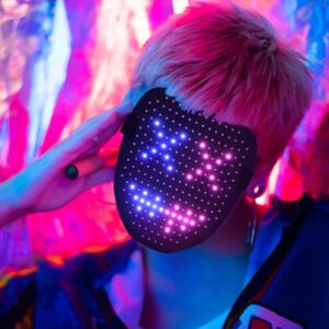 LED Mask for Kids Adults,Face Transforming Light Up Mask with Gesture Sensing,Digital Luminous DJ Mask with 50 Pattern Display for Halloween,Cosplay Costume and Masquerade Party