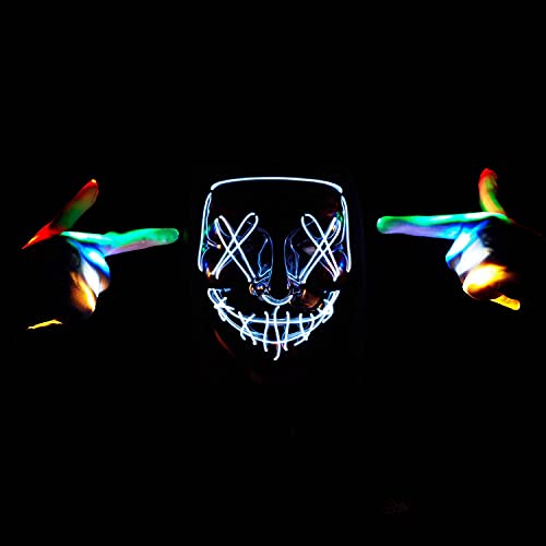 Flywind Halloween Led Masks Skeleton Gloves Set, El Wire Light Up Mask for Halloween Festival Party, Halloween Scary Mask Cosplay Led Costume Light Up Mask for Halloween Cosplay Costume, White | The Storepaperoomates Retail Market - Fast Affordable Shopping