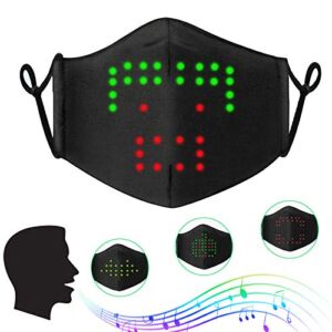 TECZERO Voice Sound Activated Led Light up Face Mask (Black01)