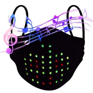PIXIADORE-LED Voice Recognition Mask Light up Rave Mask Sound Active USB Rechargeable-Party Festival Dancing Halloween Black