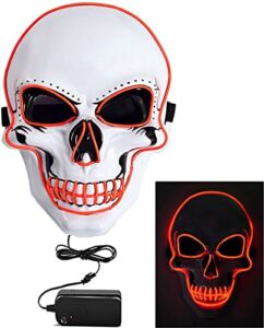 LED Halloween Face Mask Skull Skeleton Light Up Full Face Mask Red