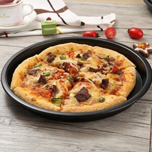AUNMAS 8in/20.3cm Non-stick Pizza Baking Sheet Pan Plate Oven Tray Food Service Black Carbon Steel Round Mold DIY Tool for Home Kitchen