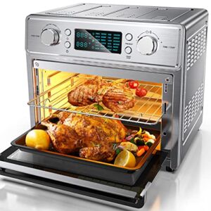 Air Fryer Toaster Oven, 24 in 1 Toaster Oven Air Fryer Combo with 25L Large Capacity, Stainless Steel Convection Oven Countertop with Rotisserie and Dehydration, 1700W, 10 Accessories and Recipes