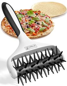 Orblue Pizza Dough Docker Pastry Roller with Spikes, Pizza Docking Tool for Home & Commercial Kitchen – Pizza Making Accessories that Prevent Dough from Blistering, Black