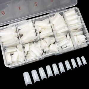 500PCS Half Cover False Nails Tips – Acrylic Nail Tips, krofaue 10 Sizes Lady French Style Acrylic Artificial Tip Manicure with Box for Nail Art Salons and Home DIY