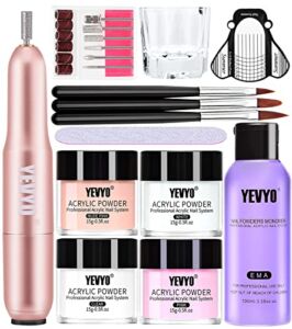 Acrylic Nail Kit With Drill, Acrylic Powder and Liquid Set With Nail Drill, With Clear, Nude, Pink, White Nail Powder and Monomer, Professional Acrylic for Nail Extension, Art Nails Beginner