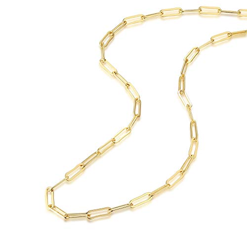 Nossa Womens 18K Yellow Gold Plated Paperclip Chain Necklace Gold 3mm Elongated Links | Trending Gold Necklace Matching Bracelets | Mini Layering Chains Choker 12-14” Hypoallergenic | The Storepaperoomates Retail Market - Fast Affordable Shopping