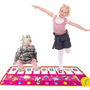 Music Toys for 1 Year Old Girl, Piano Dance Mat Musical Mat Toys for 1-3 Year Old Baby Christmas Xmas Birthday Gifts for 1-3 Year Old Girls Boys Gift Age 1,2,3 Toddlers Stocking Stuffers for Kids Pink