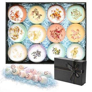 Bath Bombs Gift Set 12Pcs Handmade Bath Bomb for Women Floating Bubble Fizzies Spa Kit Birthday Mothers Day Valentines Christmas Gifts for Her/Him, Wife, Girlfriend