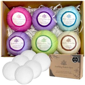 Organic Bath Bombs Gift Set – 6XL Natural Bath Bombs with Shea Butter, Coconut Oil, Essential Oils and 6 Botanic Scents. Ideal Christmas Gifts for Women, Relaxing Gifts for Women, Girls and Kids.