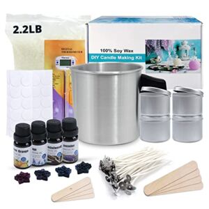 Candle Making Kit for Adults and Beginners – Soy Candle Making Kit Includes 2.2LB Soy Wax, Pot, Scents, Dyes, Wicks, Wicks Sticker, Tins & More Candle Making Supplies, Full Set Craft Candle Kit