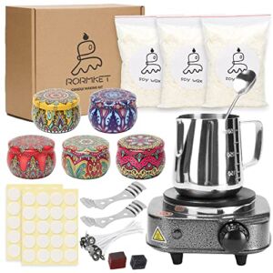 Candle Making Kit DIY for Adult Kids with Wax Melter, Soy Wax, Pouring Pot and More (Pink, Green, red, Purple, Orange)