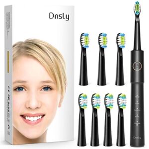 Dnsly Ultrasonic Electric Toothbrush for Adults , Battery Electric Toothbrushes , 8 Sonic Toothbrush Heads , 5 Modes with Smart Timer , 2 Hours Charge for 30 Days Use