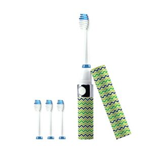 Pursonic Portable Sonic Toothbrush Battery Operated, Battery Included, 3 Brush Heads Included, 22,000 Strokes Per Minute, Brush On The Go (Green)