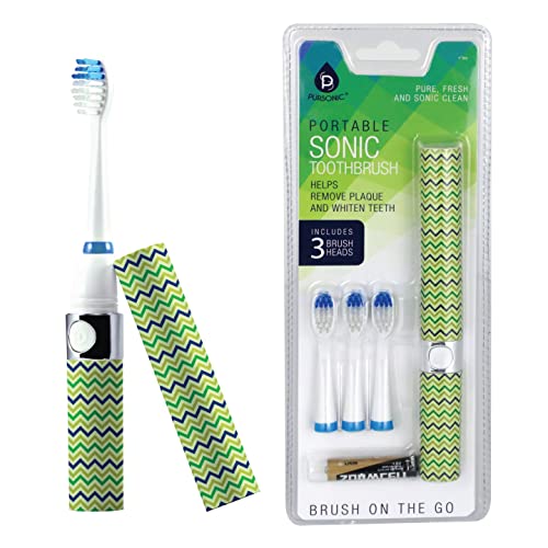 Pursonic Portable Sonic Toothbrush Battery Operated, Battery Included, 3 Brush Heads Included, 22,000 Strokes Per Minute, Brush On The Go (Green) | The Storepaperoomates Retail Market - Fast Affordable Shopping