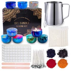 DIY Candle Making Kit by YOSICIL, Easily Create Candle Making Supplies Includes 4 Packs Beeswax, Wax Melting Pot, 100 Cotton Wicks, 4 Dye Powder, 9 Candle Tins and More