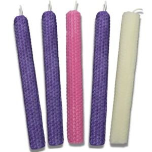 Advent Beeswax Candle Making Kit | Includes Materials to Make 5 Rolled Candles | 3 Purple, 1 Rose (Pink), 1 White | Includes Directions | Great Family Project | Fun Tradition Leading up to Christmas