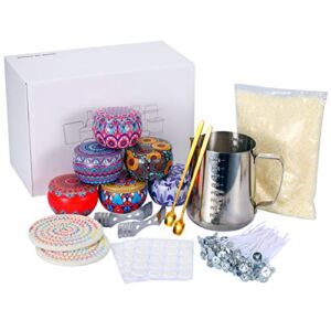 Candle Making Kit Supplies for Kids, Adult, Beginner, Soy Wax DIY Gift Candle Craft Tools Including Candle Make Pouring Pot, Candle Tins, Wicks, Wicks Sticker, Hot Pads, Natural Soy Wax and Spoon