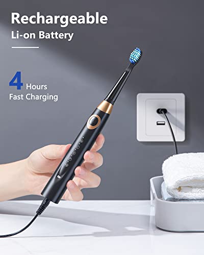 Electric Toothbrush for Adults , 5 Modes Powerful Cleaning Whitening 40,000 VPM Sonic Toothbrush with 8 Brush Heads , Rechargeable 4 Hours for 30 Days Usage , 2 Minutes Timer Waterproof IPX7 | The Storepaperoomates Retail Market - Fast Affordable Shopping