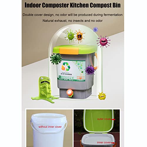 Compost Bin Indoor Garbage Can Small Composter, Compost Caddy with Sealed Double Lid and Faucet, Kitchen Countertop Trash Can Composting System, Food Recycler Waste Bin Compost Bucket Container | The Storepaperoomates Retail Market - Fast Affordable Shopping