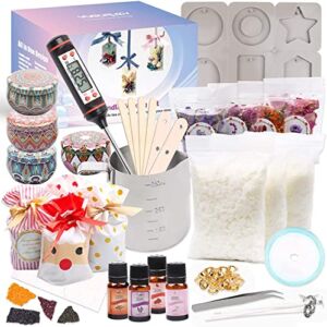 Candle Making Kit, Soy Candles 3.3LB Beginner Set, Scented Candles Supplies with Non-Slip Rubber Pad,Heating Cup,Thermometer,4 Candle Tin Boxes,Essential Oil,Candle Wick,Candle Soy Wax Kit for Women