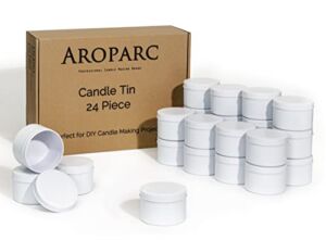 Aroparc Candle Tins 8oz, 24 Piece Bulk Candle Containers for Candle Making Supplies Wholesale Candle Jars with Lids – White