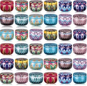 36 Pieces Multi-Color Tinplate Jars Candle Tin 12 Colors Round Containers 2.2oz Storage Holders Candle Making Kits for Party Favors Home Use