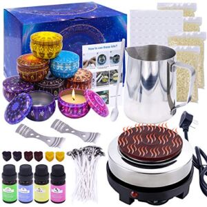 KONIGEEHRE [with Melter] Candle Making Kit DIY Candle Starter Making Supplies for Adults Kids Complete with Wax Melter, Soy Wax, Wicks and More