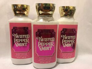 Bath and Body Works Holiday Traditions 2019 Twisted Peppermint 3 Pack Body Lotions Set 8 Fl Oz each