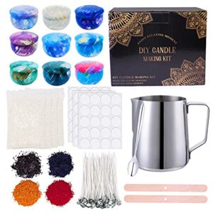 DIY Candle Making Starter Kit for Adults Kids Beginners with Beeswax, Wax Melting Pot, Cotton Wicks, 9 Tins & More