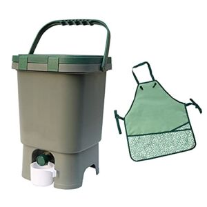 Countertop Kitchen Compost Bin, w/Work Apron Indoor Composter Outdoor Garden Composting Bins Great Gardening Gifts