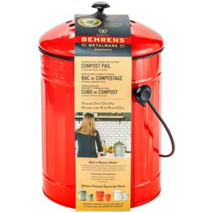 Behrens Kitchen Countertop Compost Bin with Lid, Red, 1.5-Gallon Capacity