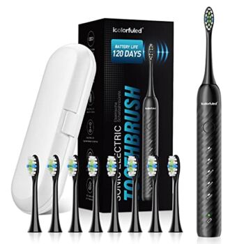 icolorfuled Sonic Electric Toothbrush for Adult Travel: Type C Fast Charge 120 Days of Battery Life with 8 Dupont Brush Heads 5 Modes Travel Case for Whitening Cleaning Christmas Gift | The Storepaperoomates Retail Market - Fast Affordable Shopping