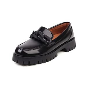 Sopends Women’s Loafers Comfortable Platform Black Loafers Women’s Casual Dress Shoes Uniform Shoes